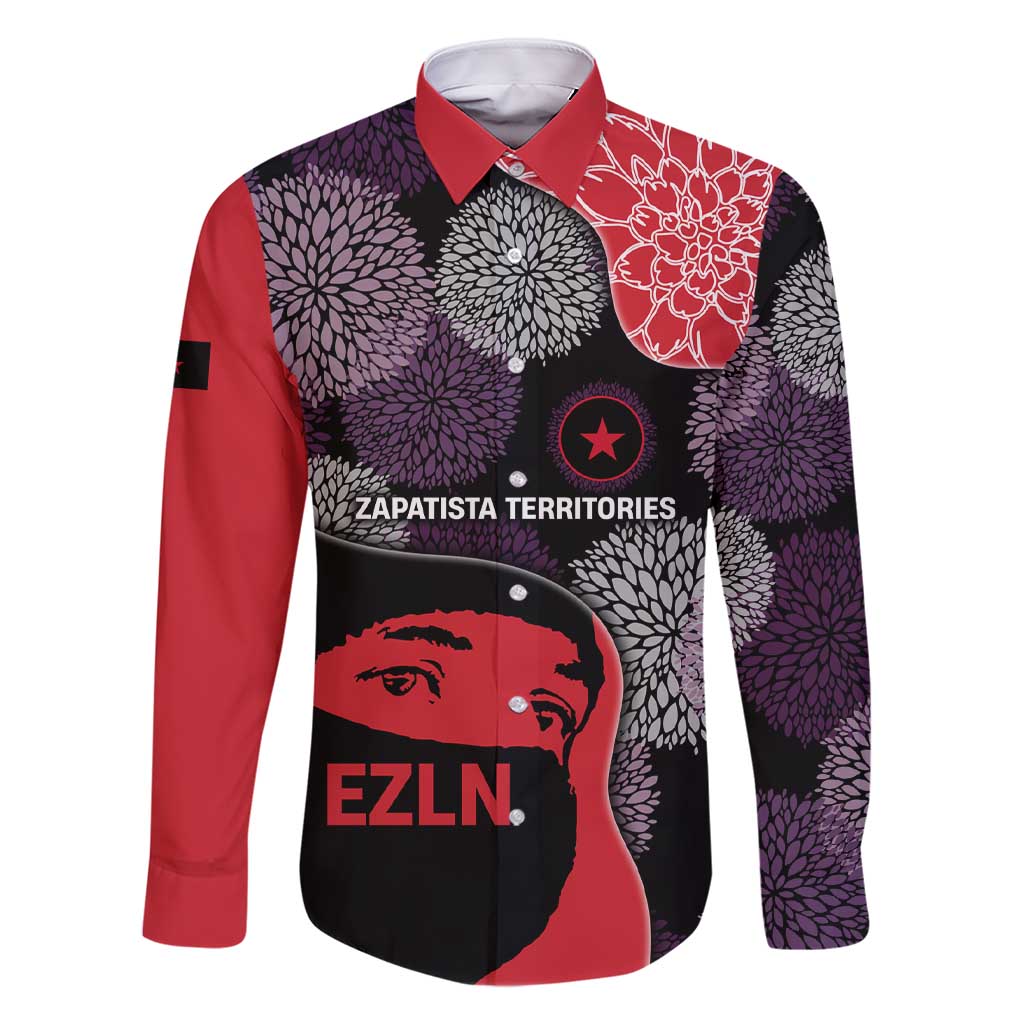 Zapatista Territories Family Matching Short Sleeve Bodycon Dress and Hawaiian Shirt Mexico with EZLN Masked Face and Floral - Wonder Print Shop