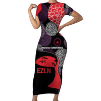 Zapatista Territories Family Matching Short Sleeve Bodycon Dress and Hawaiian Shirt Mexico with EZLN Masked Face and Floral - Wonder Print Shop