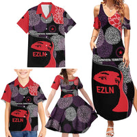 Zapatista Territories Family Matching Summer Maxi Dress and Hawaiian Shirt Mexico with EZLN Masked Face and Floral - Wonder Print Shop