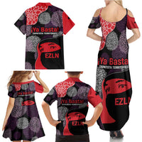 Zapatista Territories Family Matching Summer Maxi Dress and Hawaiian Shirt Mexico with EZLN Masked Face and Floral - Wonder Print Shop