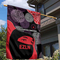 Zapatista Territories Garden Flag Mexico with EZLN Masked Face and Floral - Wonder Print Shop