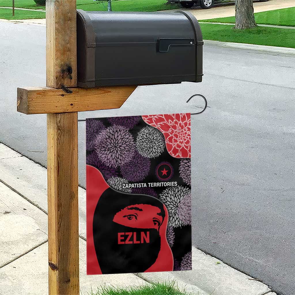 Zapatista Territories Garden Flag Mexico with EZLN Masked Face and Floral - Wonder Print Shop