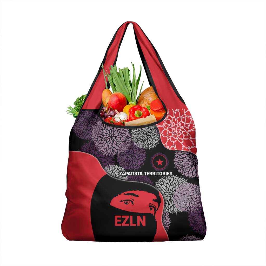 Zapatista Territories Grocery Bag Mexico with EZLN Masked Face and Floral - Wonder Print Shop