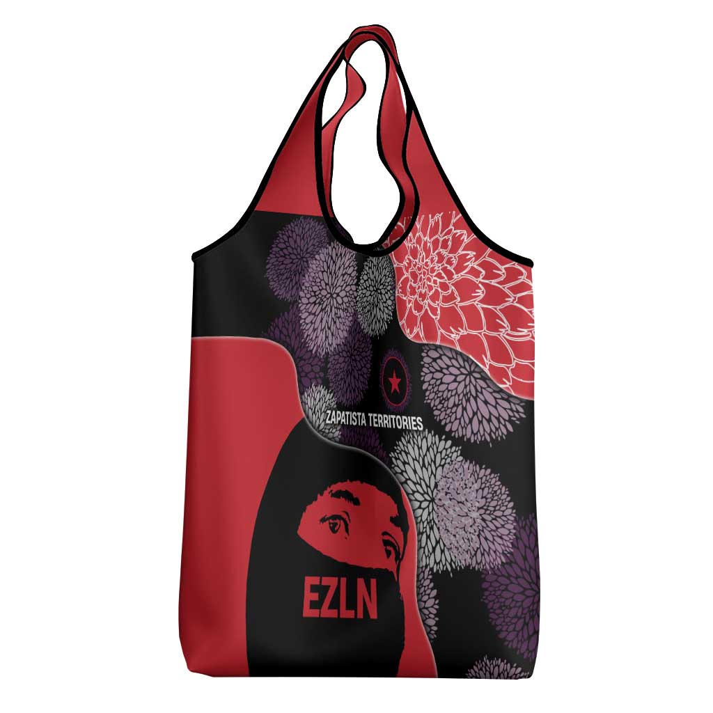 Zapatista Territories Grocery Bag Mexico with EZLN Masked Face and Floral - Wonder Print Shop