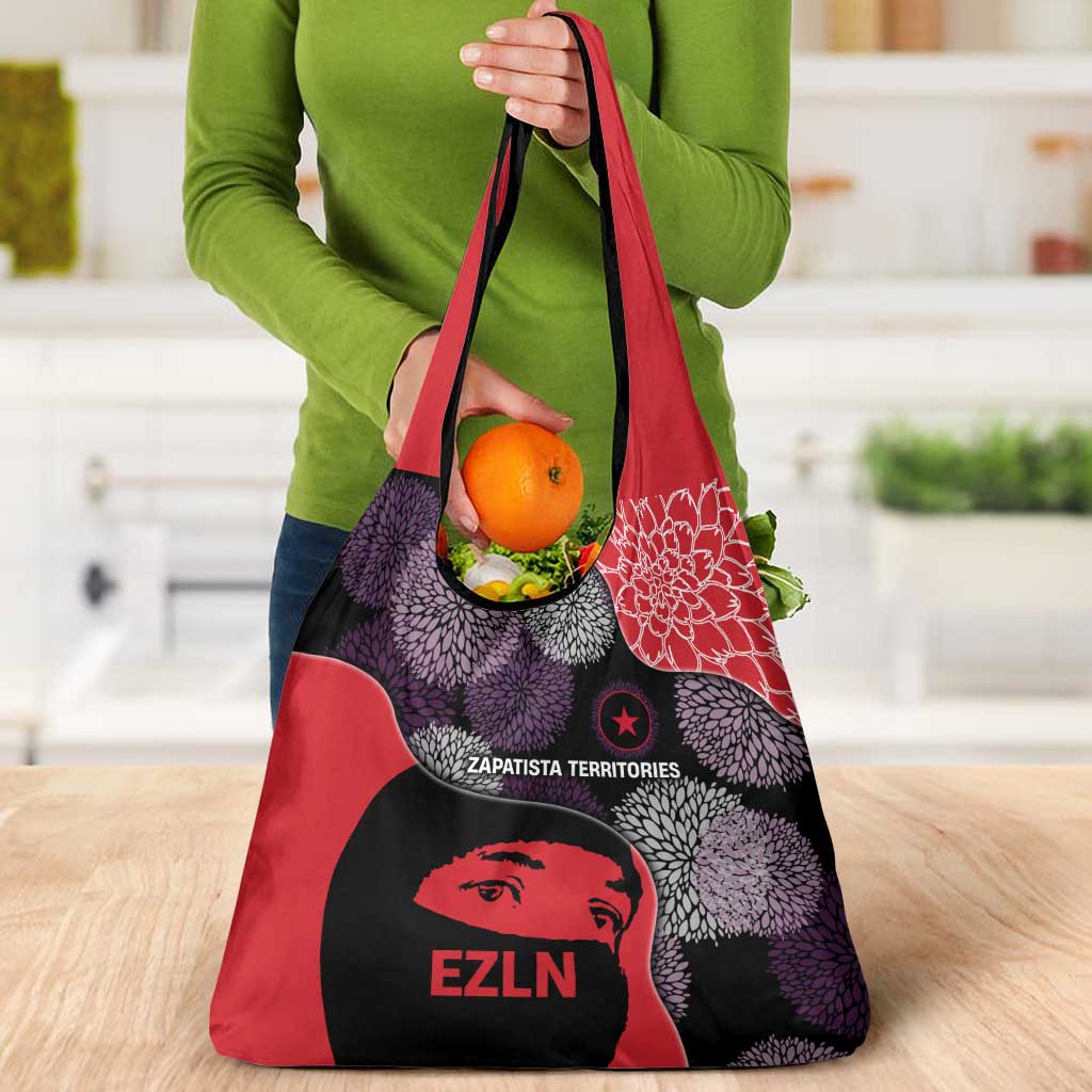 Zapatista Territories Grocery Bag Mexico with EZLN Masked Face and Floral - Wonder Print Shop