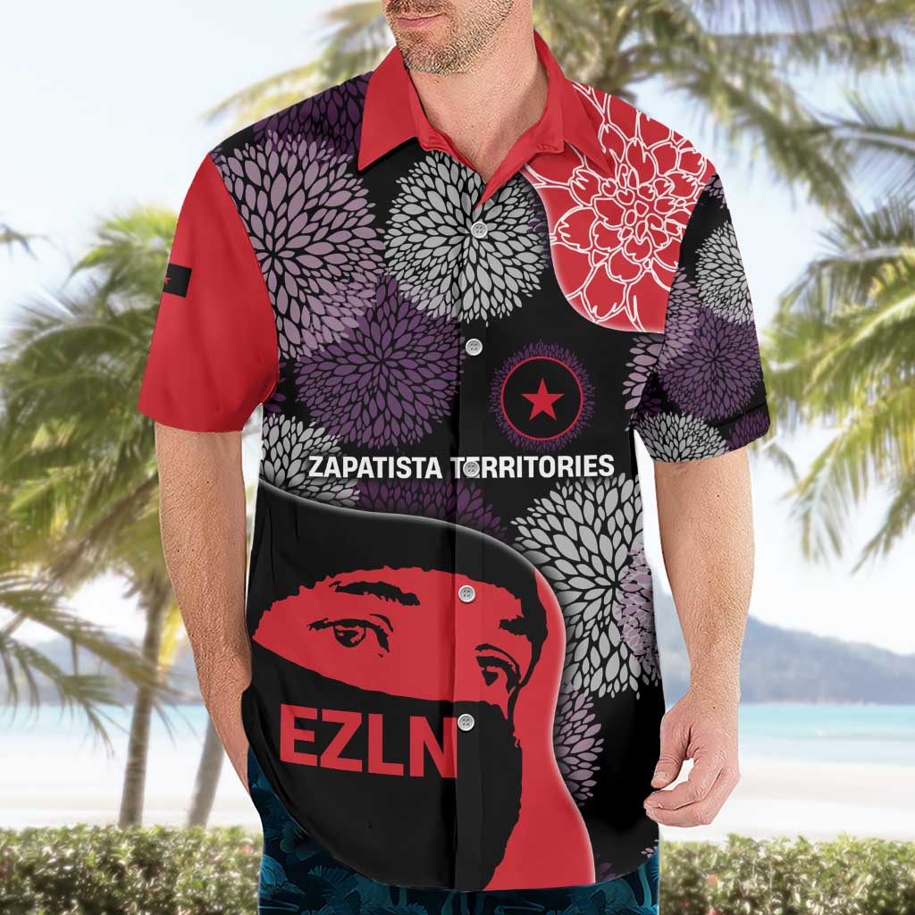 Zapatista Territories Hawaiian Shirt Mexico with EZLN Masked Face and Floral - Wonder Print Shop