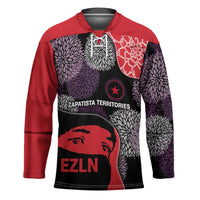 Zapatista Territories Hockey Jersey Mexico with EZLN Masked Face and Floral - Wonder Print Shop