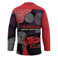 Zapatista Territories Hockey Jersey Mexico with EZLN Masked Face and Floral - Wonder Print Shop