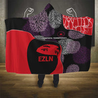 Zapatista Territories Hooded Blanket Mexico with EZLN Masked Face and Floral - Wonder Print Shop