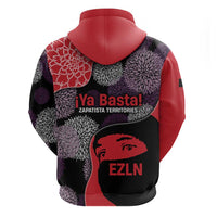 Zapatista Territories Hoodie Mexico with EZLN Masked Face and Floral - Wonder Print Shop