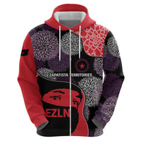 Zapatista Territories Hoodie Mexico with EZLN Masked Face and Floral - Wonder Print Shop