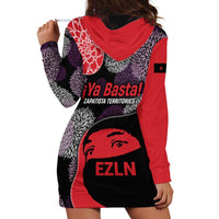 Zapatista Territories Hoodie Dress Mexico with EZLN Masked Face and Floral - Wonder Print Shop