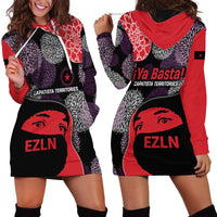 Zapatista Territories Hoodie Dress Mexico with EZLN Masked Face and Floral - Wonder Print Shop