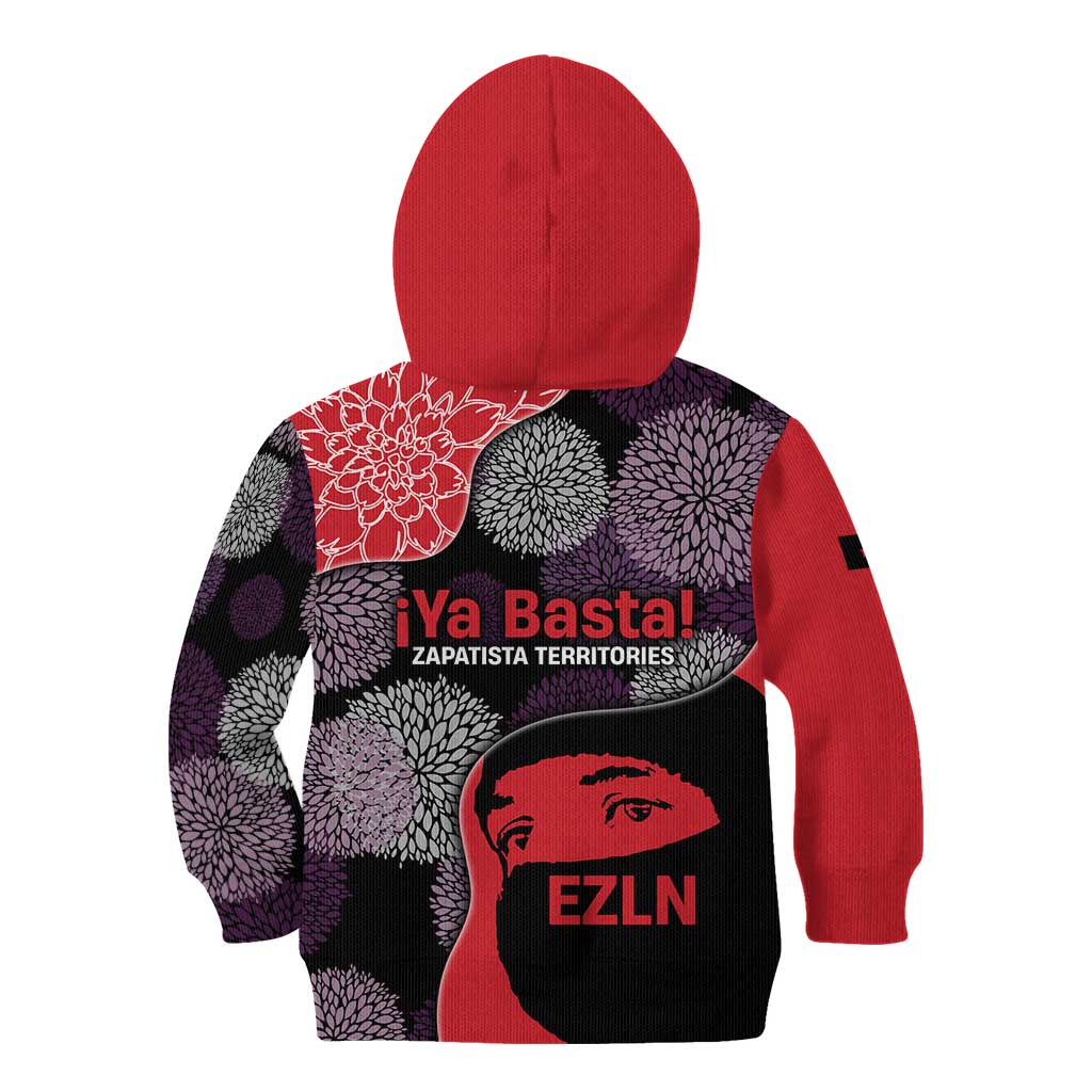 Zapatista Territories Kid Hoodie Mexico with EZLN Masked Face and Floral - Wonder Print Shop