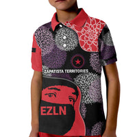 Zapatista Territories Kid Polo Shirt Mexico with EZLN Masked Face and Floral - Wonder Print Shop