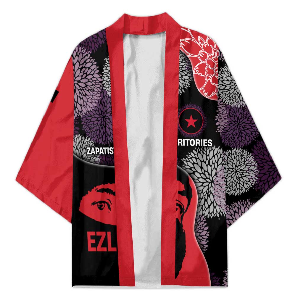 Zapatista Territories Kimono Mexico with EZLN Masked Face and Floral - Wonder Print Shop