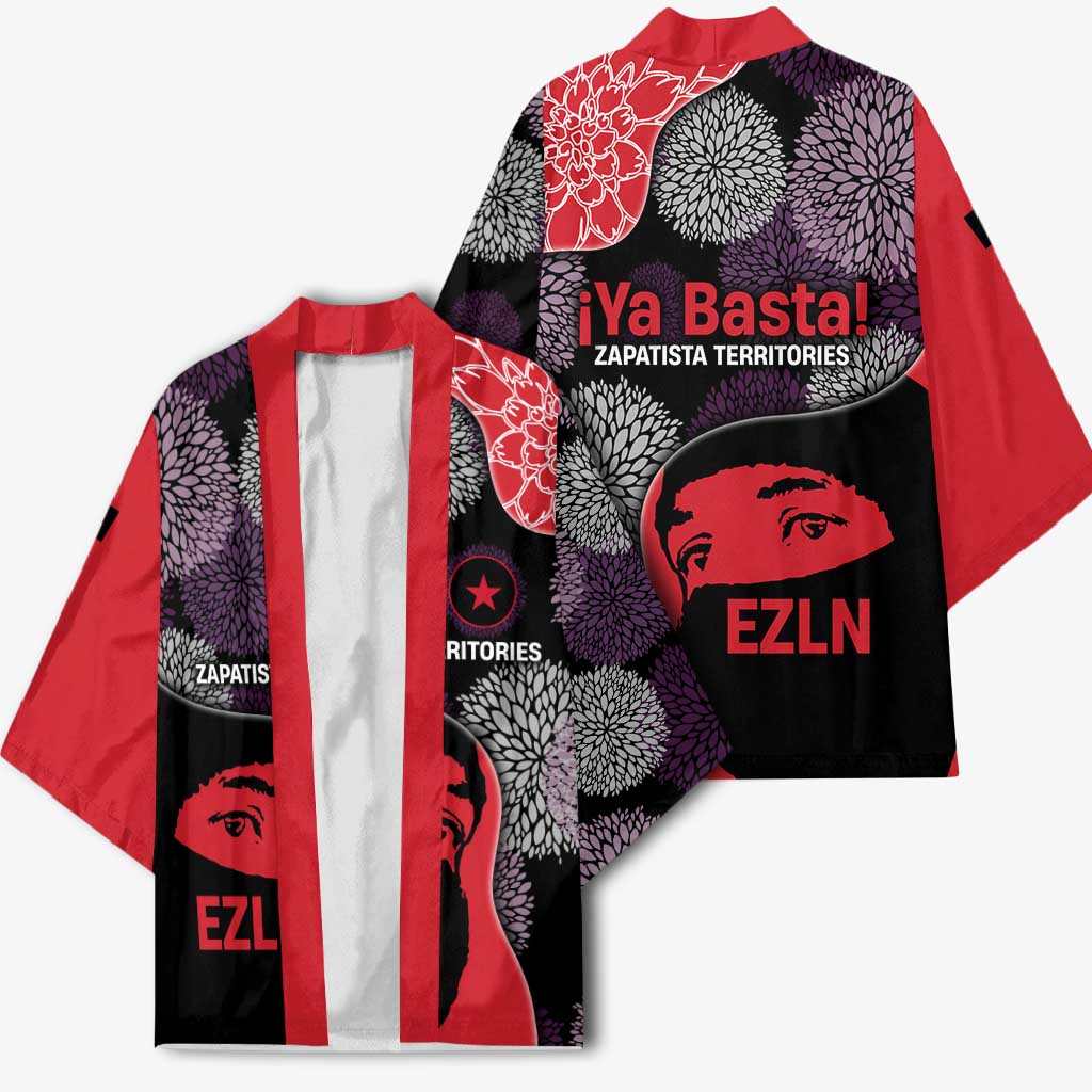 Zapatista Territories Kimono Mexico with EZLN Masked Face and Floral - Wonder Print Shop