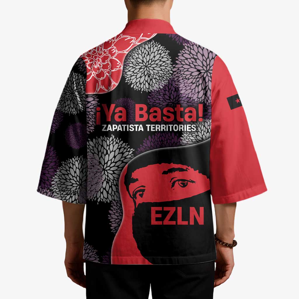 Zapatista Territories Kimono Mexico with EZLN Masked Face and Floral - Wonder Print Shop