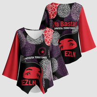 Zapatista Territories Kimono Sleeve Blouse Mexico with EZLN Masked Face and Floral - Wonder Print Shop