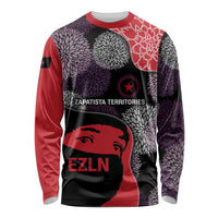 Zapatista Territories Long Sleeve Shirt Mexico with EZLN Masked Face and Floral - Wonder Print Shop