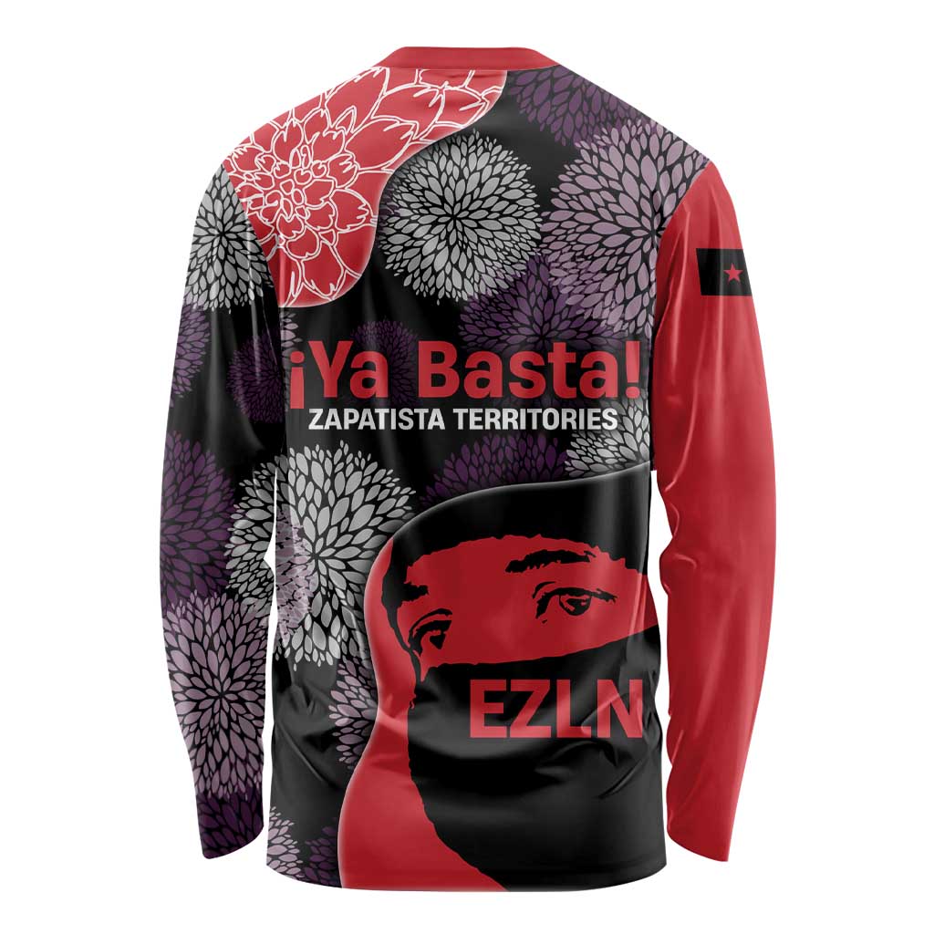 Zapatista Territories Long Sleeve Shirt Mexico with EZLN Masked Face and Floral - Wonder Print Shop
