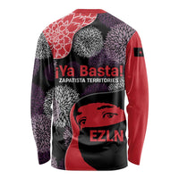 Zapatista Territories Long Sleeve Shirt Mexico with EZLN Masked Face and Floral - Wonder Print Shop
