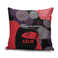 Zapatista Territories Pillow Cover Mexico with EZLN Masked Face and Floral - Wonder Print Shop