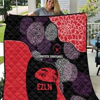Zapatista Territories Quilt Mexico with EZLN Masked Face and Floral - Wonder Print Shop