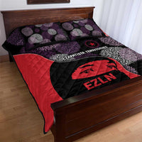Zapatista Territories Quilt Bed Set Mexico with EZLN Masked Face and Floral - Wonder Print Shop