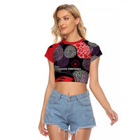 Zapatista Territories Raglan Cropped T Shirt Mexico with EZLN Masked Face and Floral - Wonder Print Shop