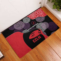 Zapatista Territories Rubber Doormat Mexico with EZLN Masked Face and Floral - Wonder Print Shop