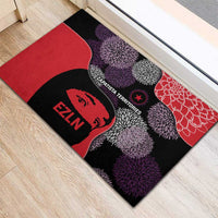 Zapatista Territories Rubber Doormat Mexico with EZLN Masked Face and Floral - Wonder Print Shop