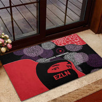 Zapatista Territories Rubber Doormat Mexico with EZLN Masked Face and Floral - Wonder Print Shop