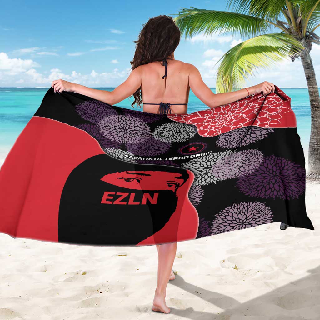 Zapatista Territories Sarong Mexico with EZLN Masked Face and Floral - Wonder Print Shop