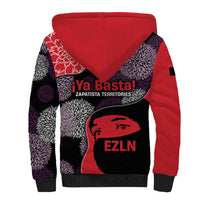 Zapatista Territories Sherpa Hoodie Mexico with EZLN Masked Face and Floral - Wonder Print Shop