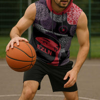 Zapatista Territories Sleeveless Hoodie Mexico with EZLN Masked Face and Floral - Wonder Print Shop