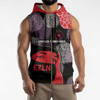 Zapatista Territories Sleeveless Zip Hoodie Mexico with EZLN Masked Face and Floral - Wonder Print Shop