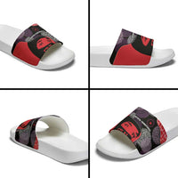 Zapatista Territories Slide Sandals Mexico with EZLN Masked Face and Floral - Wonder Print Shop