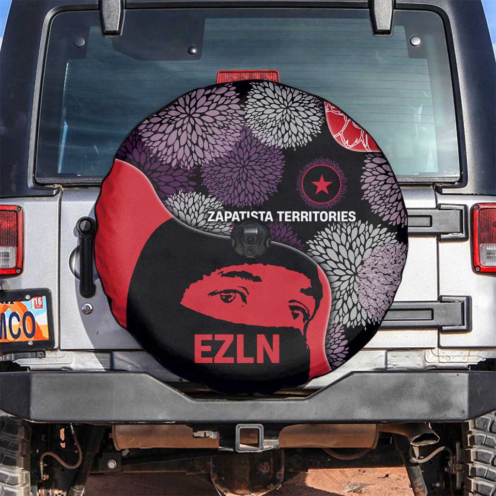 Zapatista Territories Spare Tire Cover Mexico with EZLN Masked Face and Floral - Wonder Print Shop