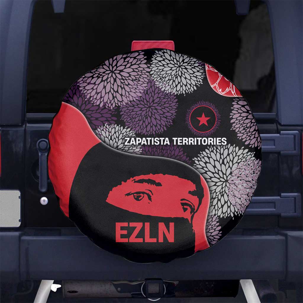 Zapatista Territories Spare Tire Cover Mexico with EZLN Masked Face and Floral - Wonder Print Shop