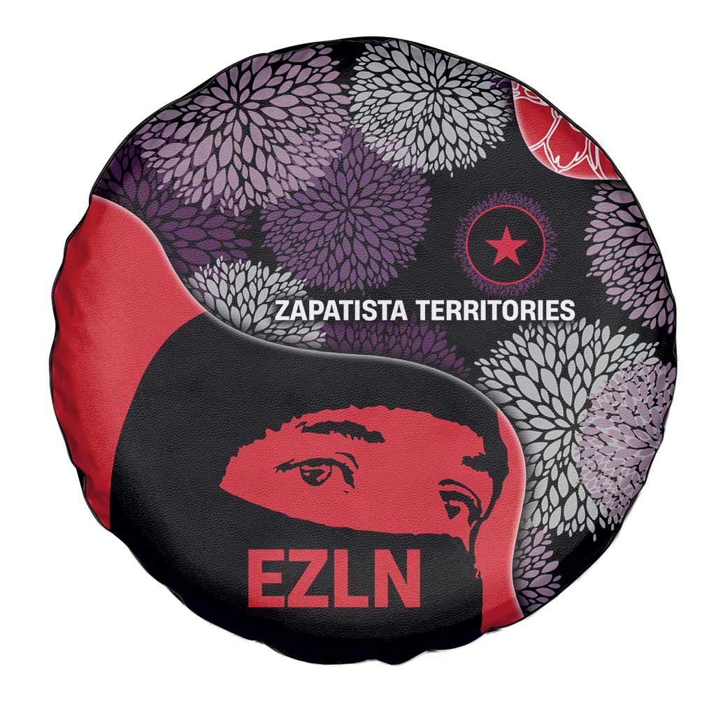 Zapatista Territories Spare Tire Cover Mexico with EZLN Masked Face and Floral - Wonder Print Shop