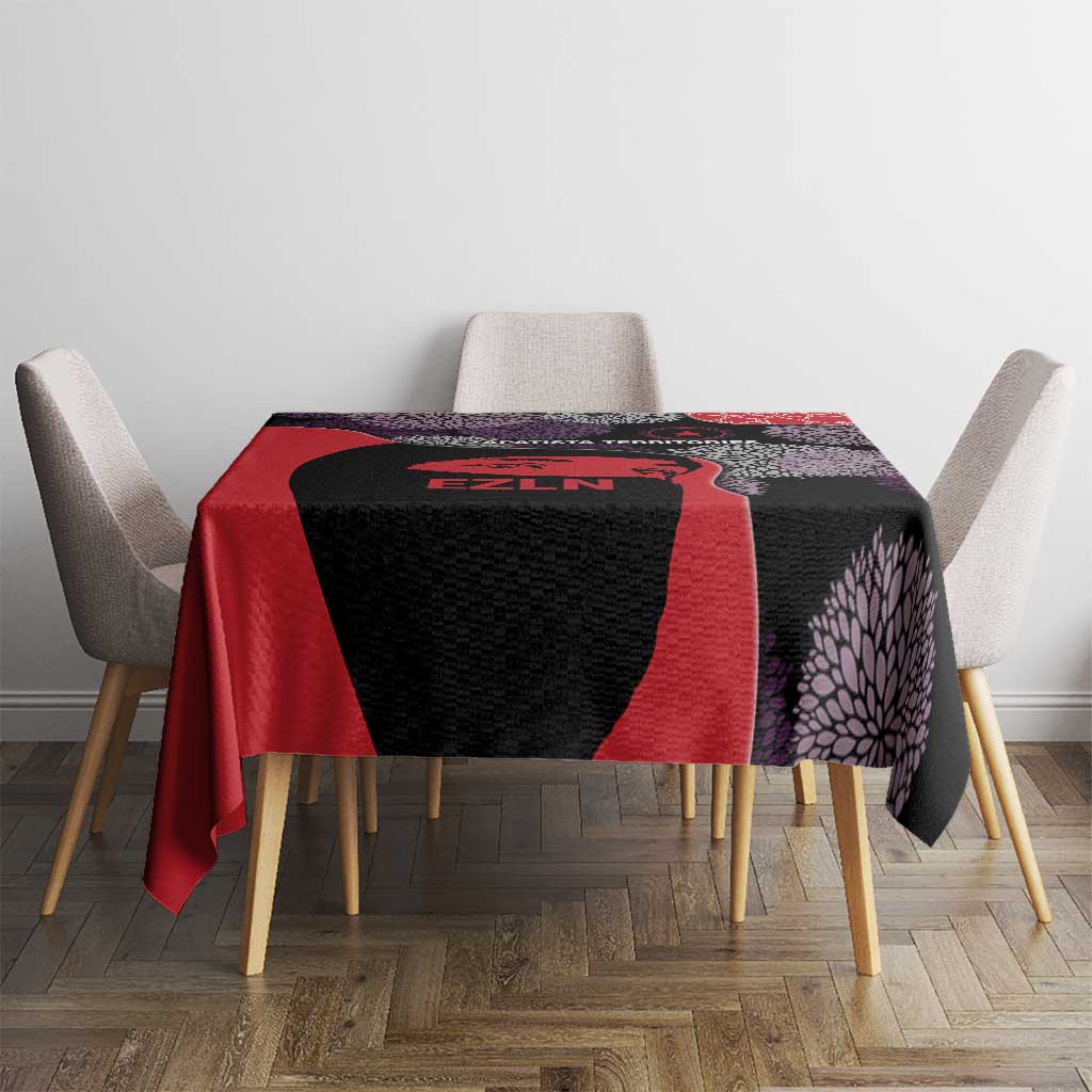 Zapatista Territories Tablecloth Mexico with EZLN Masked Face and Floral - Wonder Print Shop