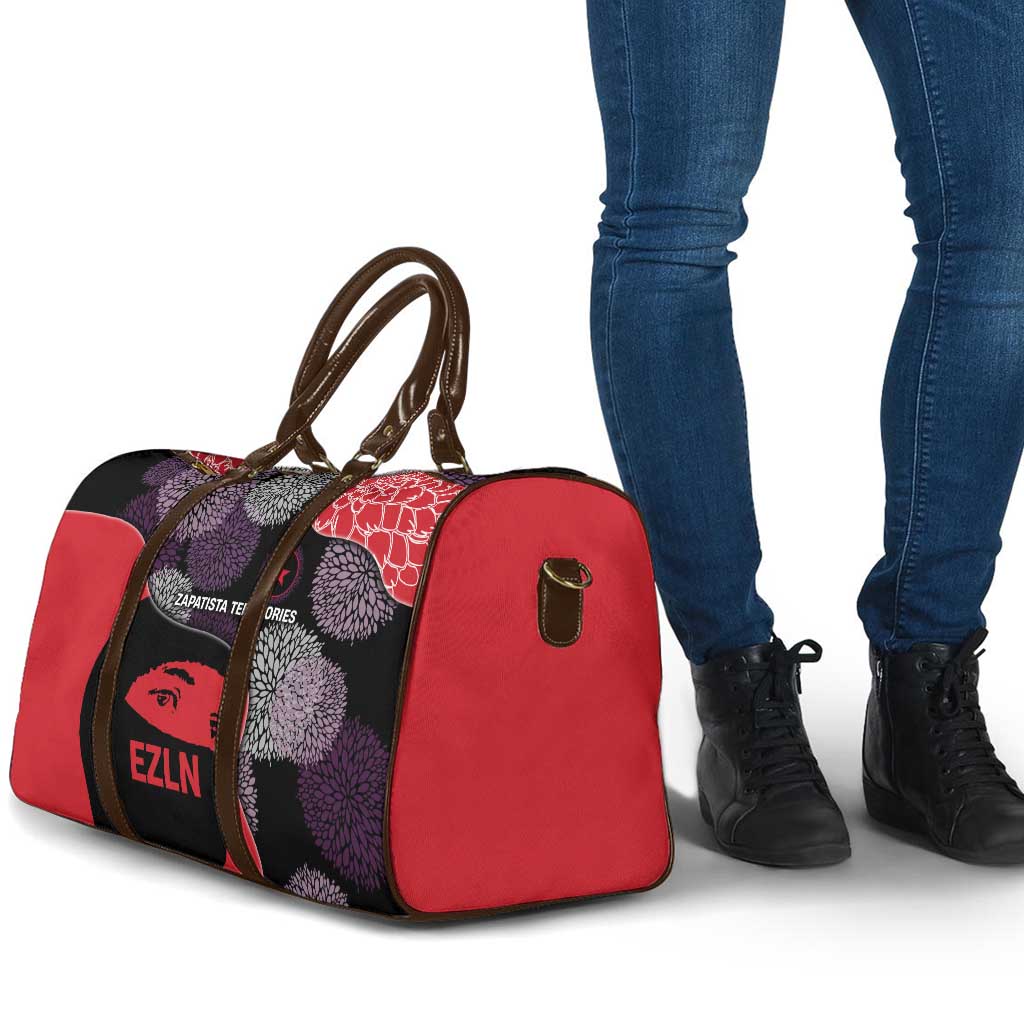 Zapatista Territories Travel Bag Mexico with EZLN Masked Face and Floral - Wonder Print Shop