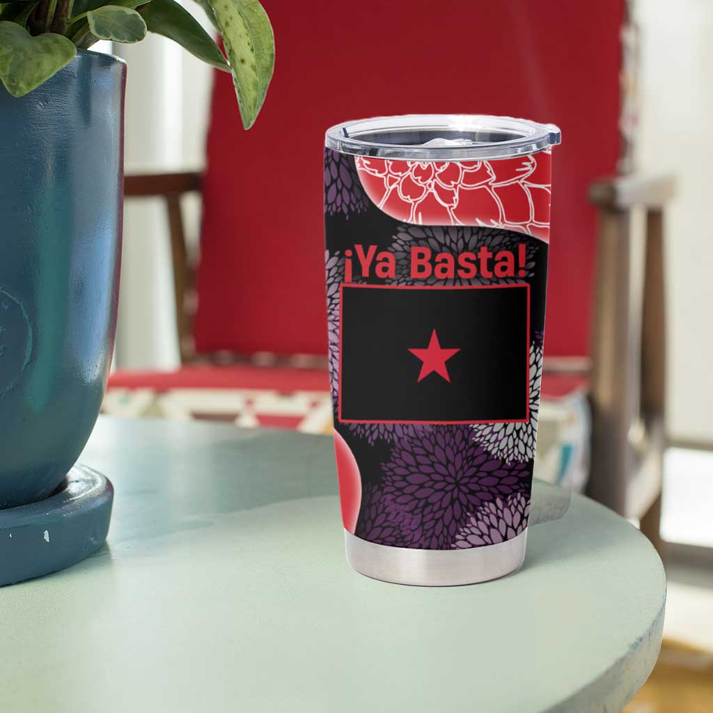Zapatista Territories Tumbler Cup Mexico with EZLN Masked Face and Floral - Wonder Print Shop