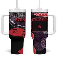 Zapatista Territories Tumbler With Handle Mexico with EZLN Masked Face and Floral - Wonder Print Shop