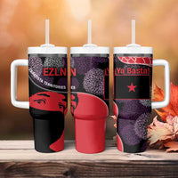 Zapatista Territories Tumbler With Handle Mexico with EZLN Masked Face and Floral - Wonder Print Shop