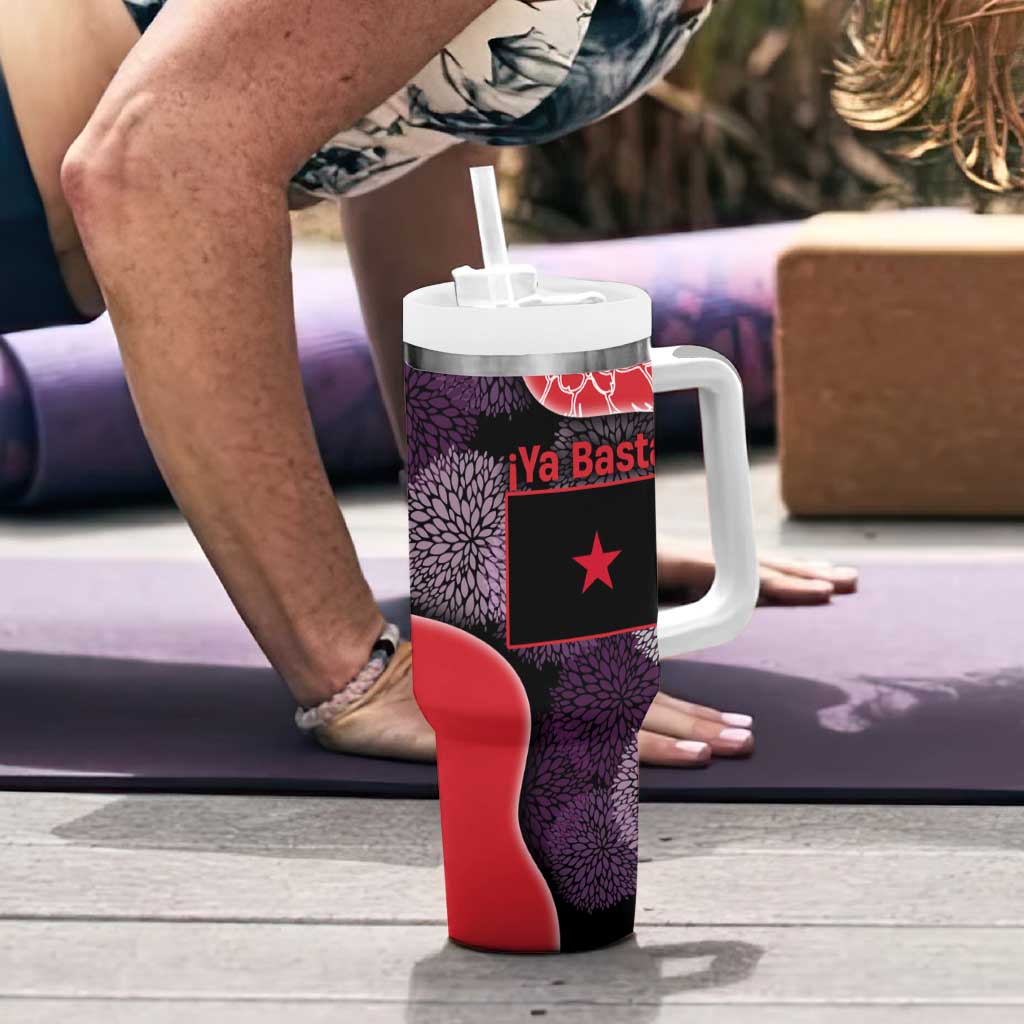 Zapatista Territories Tumbler With Handle Mexico with EZLN Masked Face and Floral - Wonder Print Shop