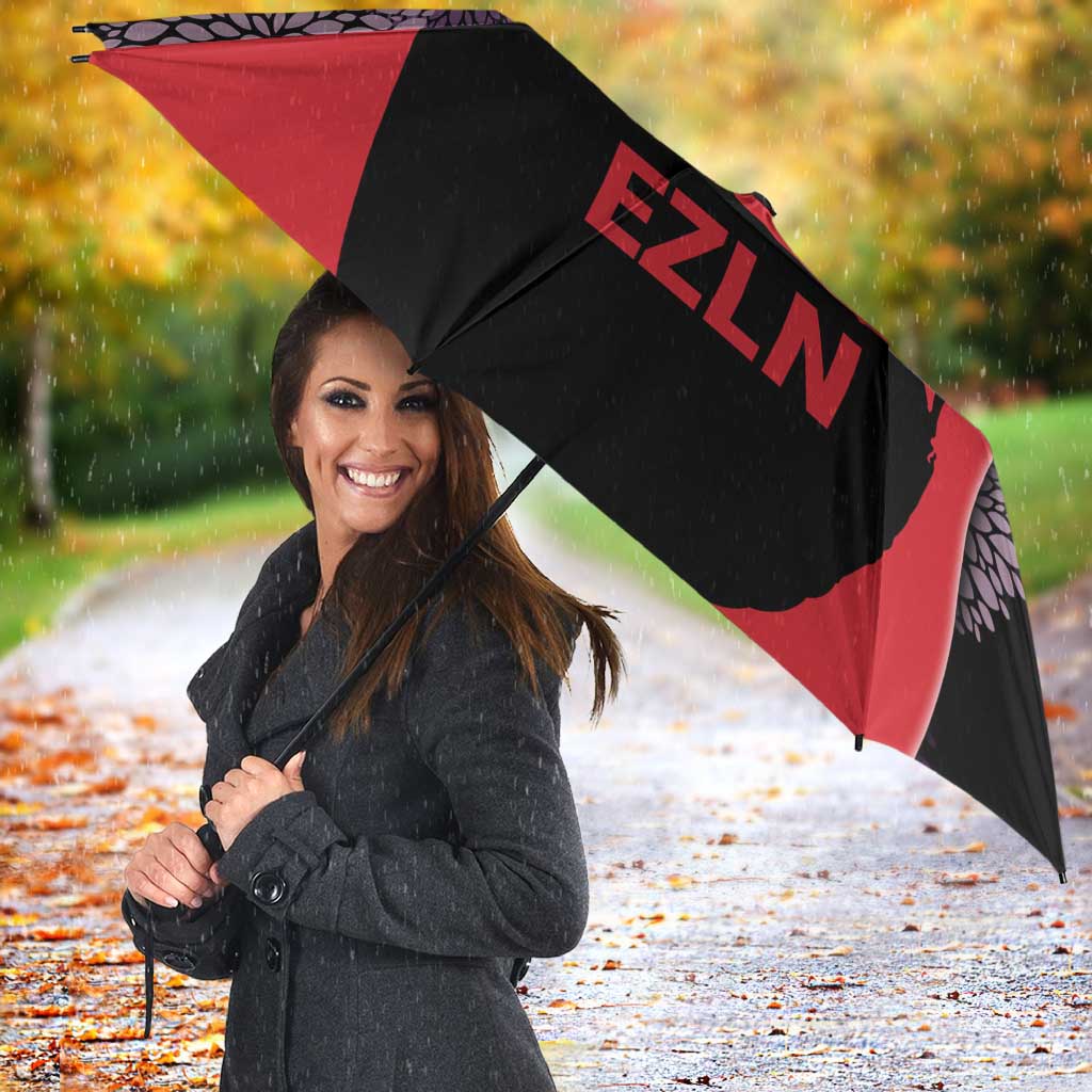 Zapatista Territories Umbrella Mexico with EZLN Masked Face and Floral - Wonder Print Shop