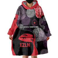 Zapatista Territories Wearable Blanket Hoodie Mexico with EZLN Masked Face and Floral - Wonder Print Shop