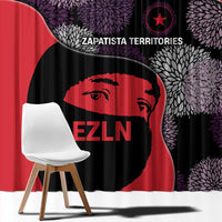 Zapatista Territories Window Curtain Mexico with EZLN Masked Face and Floral - Wonder Print Shop
